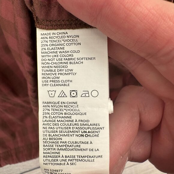 prAna Snap Down Hooded Long Sleeve Shirt‎ Women's Size M Red/Brown Checkered - Picture 9 of 13